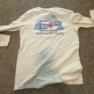 Vineyard Vines Kids White and Blue Long Sleeve Tee